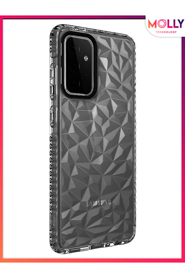 Black Smoked Color 3D Transparent Prism Silicone Case for Samsung Galaxy A72