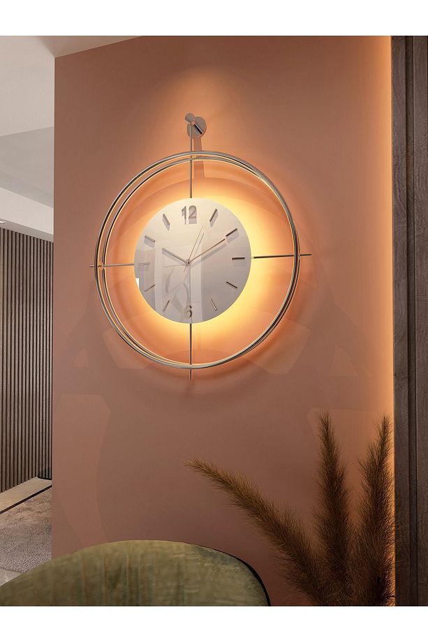 Modern ledli metal duvar saati, şık ve fonksiyonel ev dekoru için ideal. - 1
