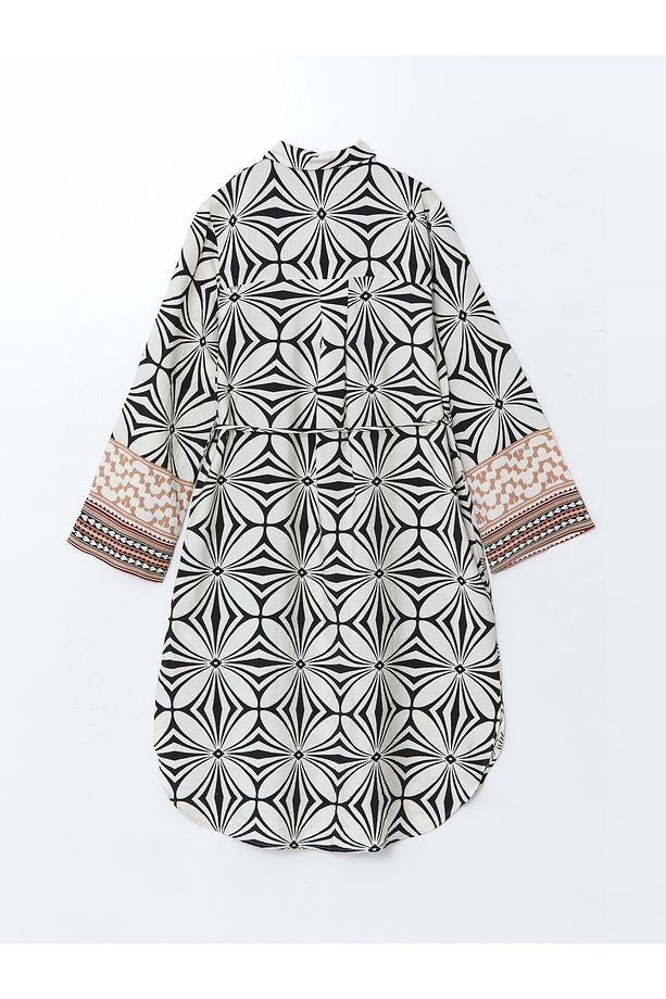 Desenli Oversize Kadın Gömlek Tunik - 6
