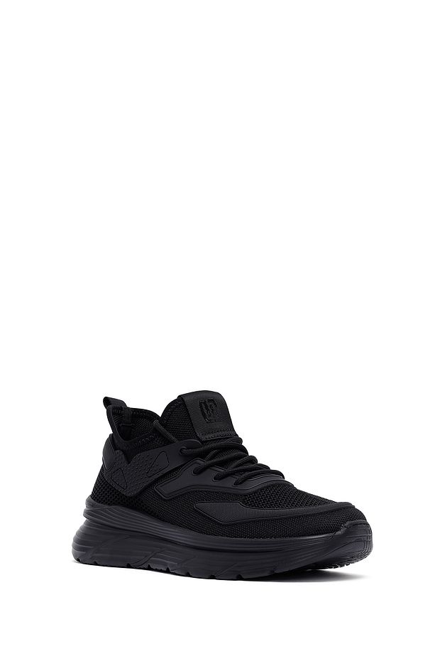 Erkek Siyah Bağcıklı Kalın Tabanlı Kumaş Sneaker 25SFD69426F - 6