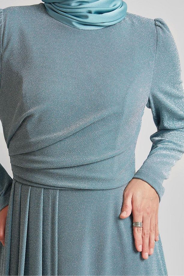 DRAPE DETAYLI SİMLİ ELBİSE 45677 - 3