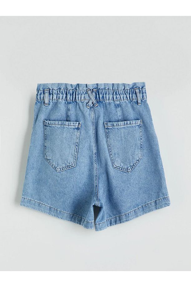 LCW Comfort Indigo Beli Lastikli Kadın Jean Şort - 6