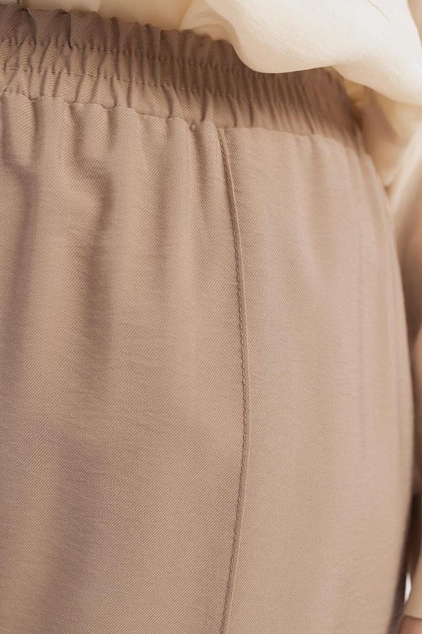 Vizon-Beli Lastikli Geniş Paça Pantolon - 5