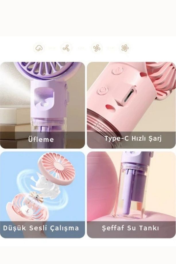 Boyna Asılabilir Mini Klima Fanı Su Püskürtmeli Serinletici Şarjlı Fan - 6
