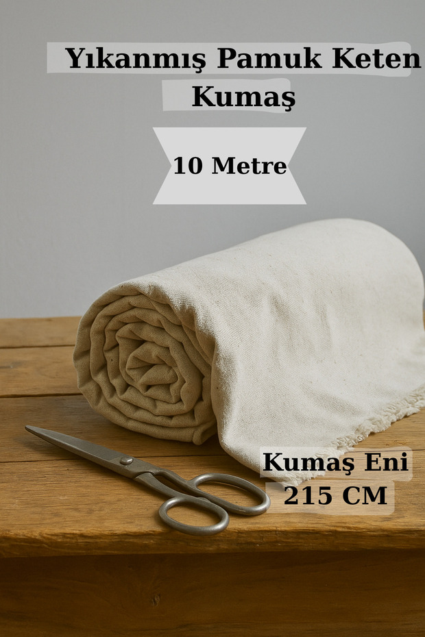 10 Meters Natural Washed Cotton Linen Fabric Wide Width 215 cm Home Textile & Clothing Fabric