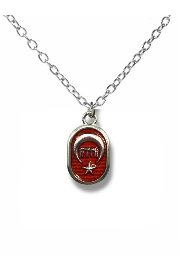 Ottoman Tughra Embroidered Imprint Necklace – Silver Color Unisex Metal Jewelry