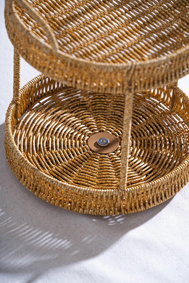 Nomad Two-Tier Wicker Round Rotating Presentation Stand - 5
