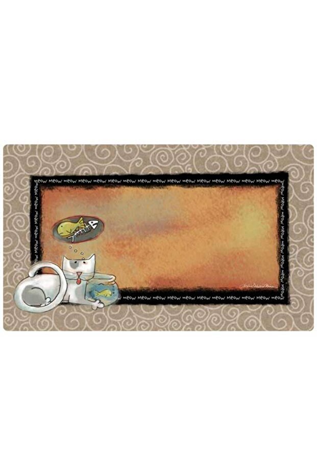 Mats For Cats Tan Swirl Fish Kitty 12 x 20 Inch / 30 x 50 cm