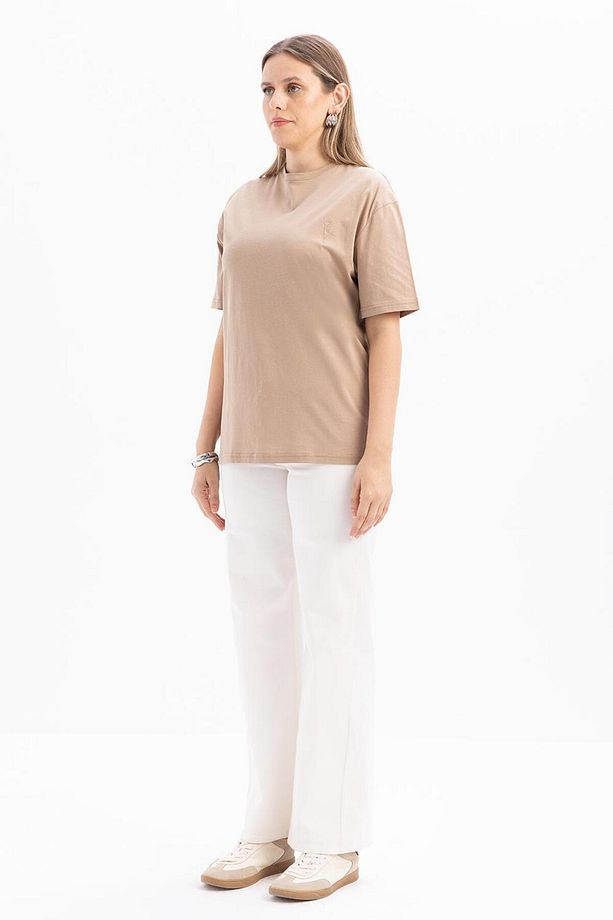 Vizon-Kısa Kollu Nakış Detaylı Süprem Tshirt - 3