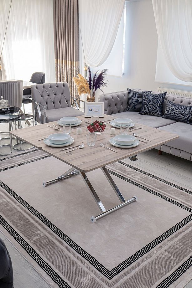 Akıllı Sehpa Home Üst Tabla Mdf Floransa Oval Köşe Alt Ayak Krom Kaplama - 3