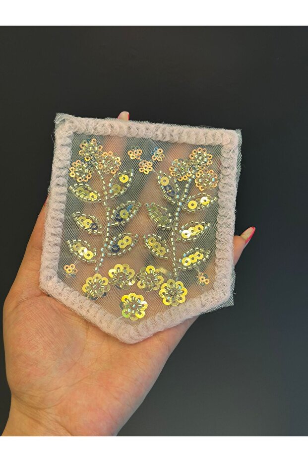 14X12 cm Bead Sequence Embroidery Flowered Pocket Embroidery Sewing Application