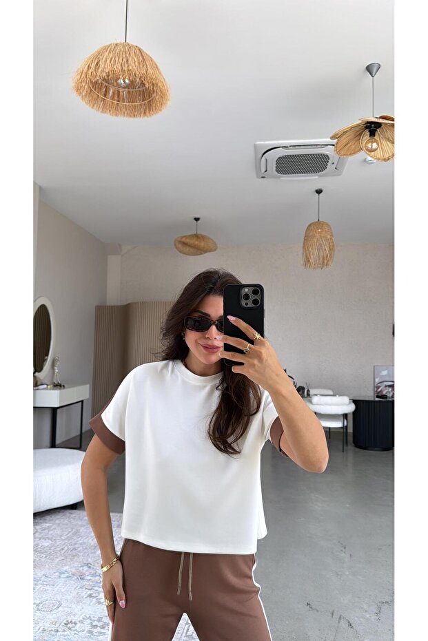 Καφέ ριγέ Modal Σετ - 1