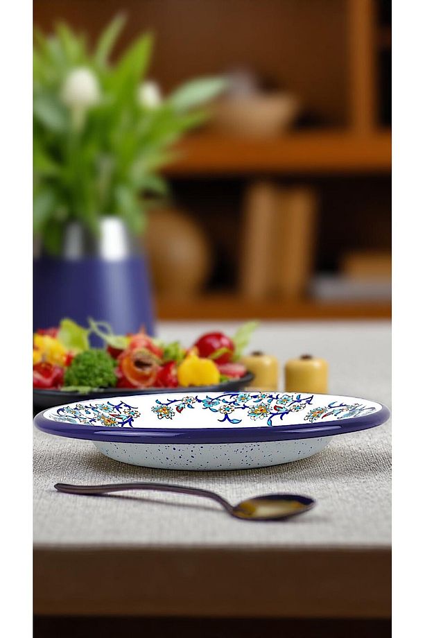 24 No Emaye Yemek Tabak, Servis, Yemek Kamp, Piknik, Çeyiz 24 Cm - 4