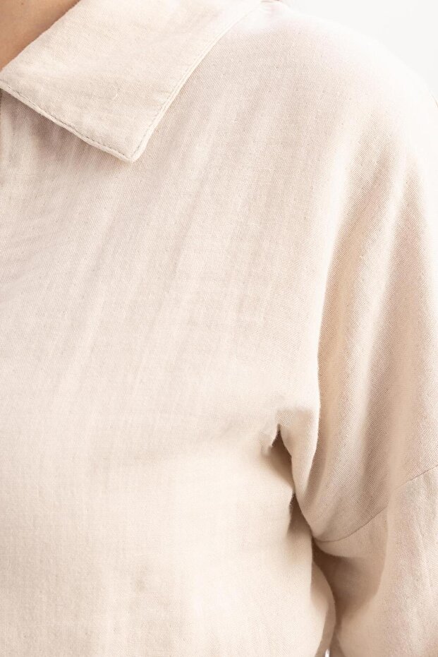 Stone-Half Patch Buttoned Muslin Tunic - 5