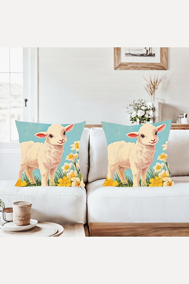 مجموعة غطاء وسادة أريكة بسحاب مخفي من Little Lamb (2 قطعة)