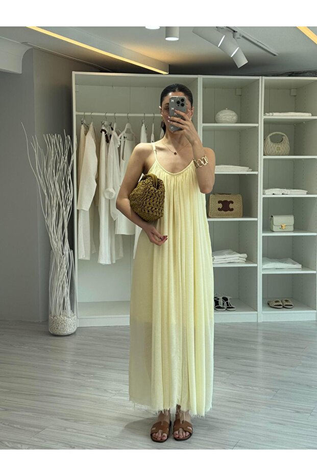 Rochie din bumbac - Galben - 3