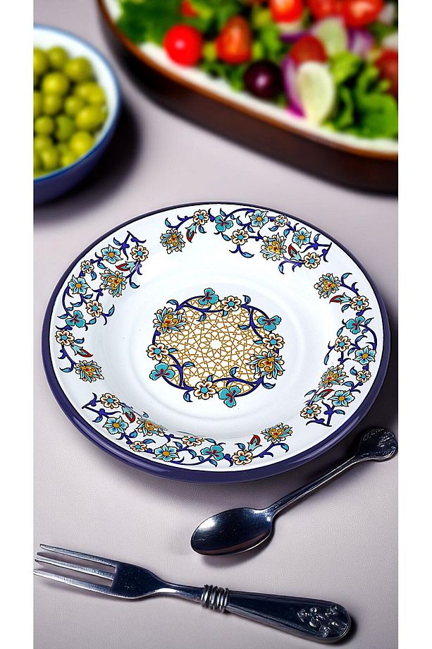24 No Emaye Yemek Tabak, Servis, Yemek Kamp, Piknik, Çeyiz 24 Cm - 2
