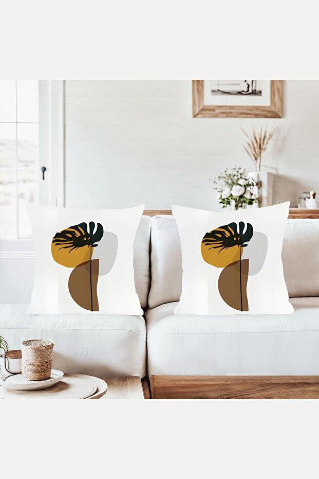 White Background Abstract Shapes Combination Hidden Zipper Throw Pillow Cover Sofa Pillowcase Set(2Pcs) - 1