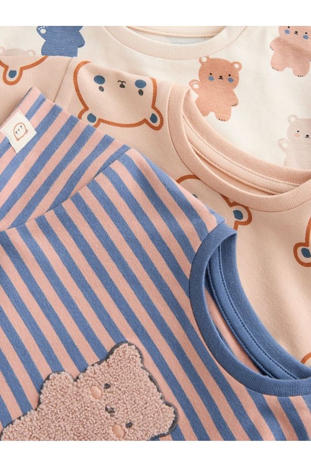 %100 Pamuklu Lacivert Ayı Desenli 3'lü Romper Set - 3