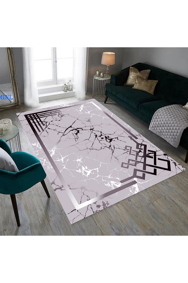 Mor Mermer Desen Dijital Baskı Salon,Koridor,Mutfak,Balkon,Ofis Halısı - 2
