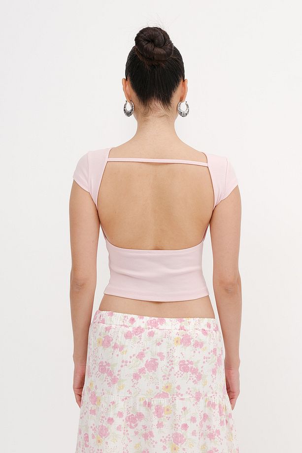 Sırt Dekolteli Basic T-shirt P1745-İ13 - 5