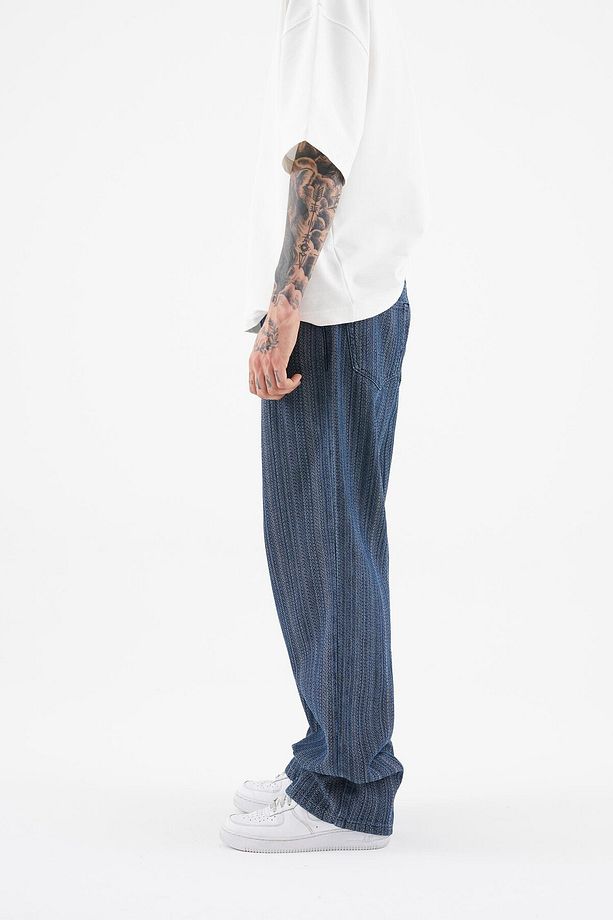 Erkek Ethnical Patterned Jean Mavi - 4
