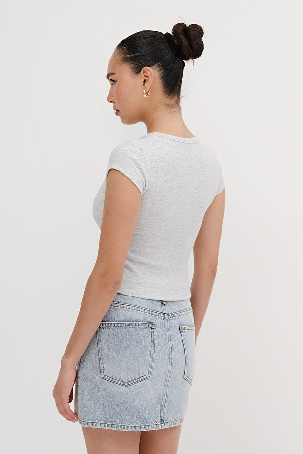 Düğmeli Basic T-shirt P0377-J11 - 5