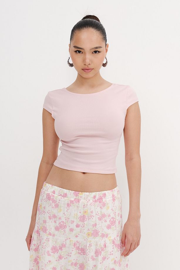 Sırt Dekolteli Basic T-shirt P1745-İ13 - 6