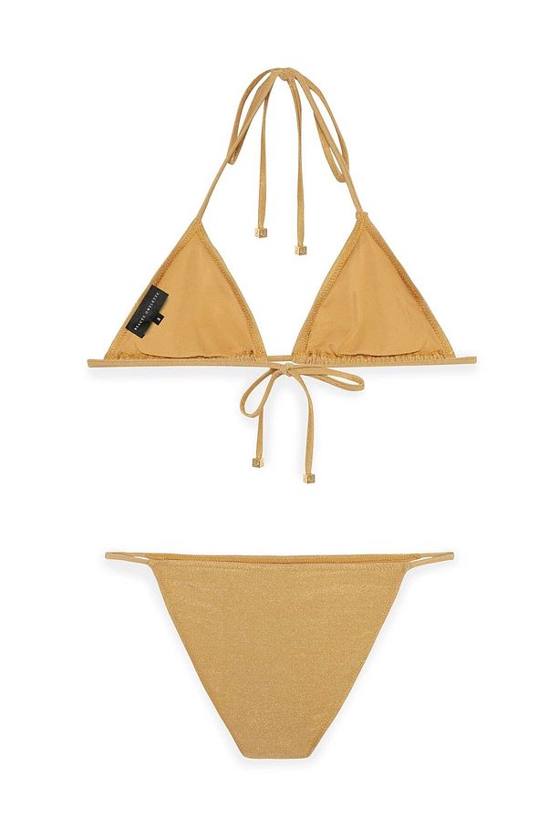 Kadın Gold Simli Boyundan İp Bağlamalı Üçgen Bikini Takımı HZL25S-LC5005 - 5