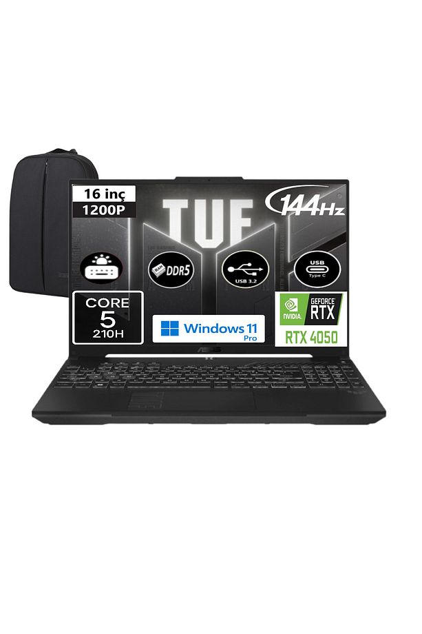 TUF F16 FX607VU-RL146-EP4 Core 5 210H 8 GB RAM 1 TB SSD RTX4050 16" WUXGA Win11 Pro + EP Çanta - 1