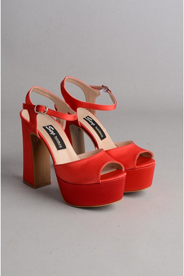 Seç 361 Platform Heelled Evening Shoes (12.5 cm) Red
