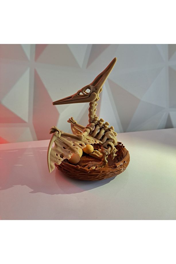 Pteranodon Fosil Figürü – Yuvalı ve Yumurtalı Diorama Modeli - 3