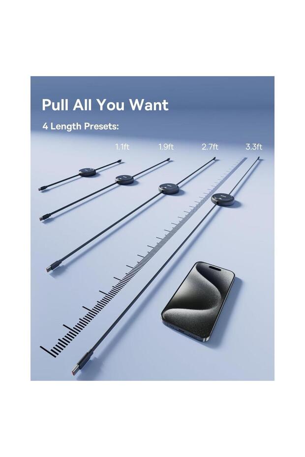 Cablu de date retractabil Type-C la Type-C, 100W, 1m, Basues, Free2Draw Mini, Negru - 4