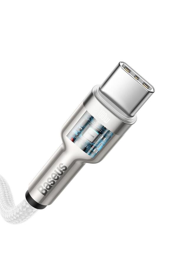 Data cable Baseus Coffee, USB-C - USB-C, 100W, 2m, White - 4