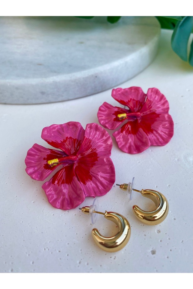 Brand Model Earrings (Flower and Hoop Gold Earrings Are Sent in Pairs)
