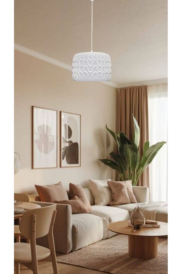 Snaky Mesh Dokulu Modern Avize, Pinterest Tarzı Özel Tasarım Tekli Sarkıt Avize (Bioplastik) E27 - 2
