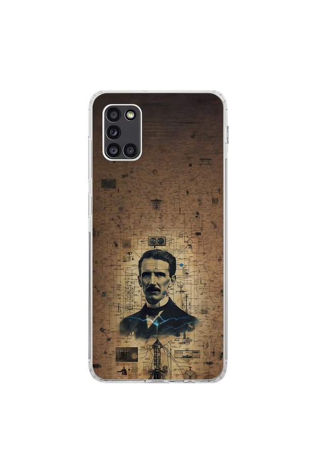 Samsung Galaxy A31 Compatible Transparent Case with Tesla Design