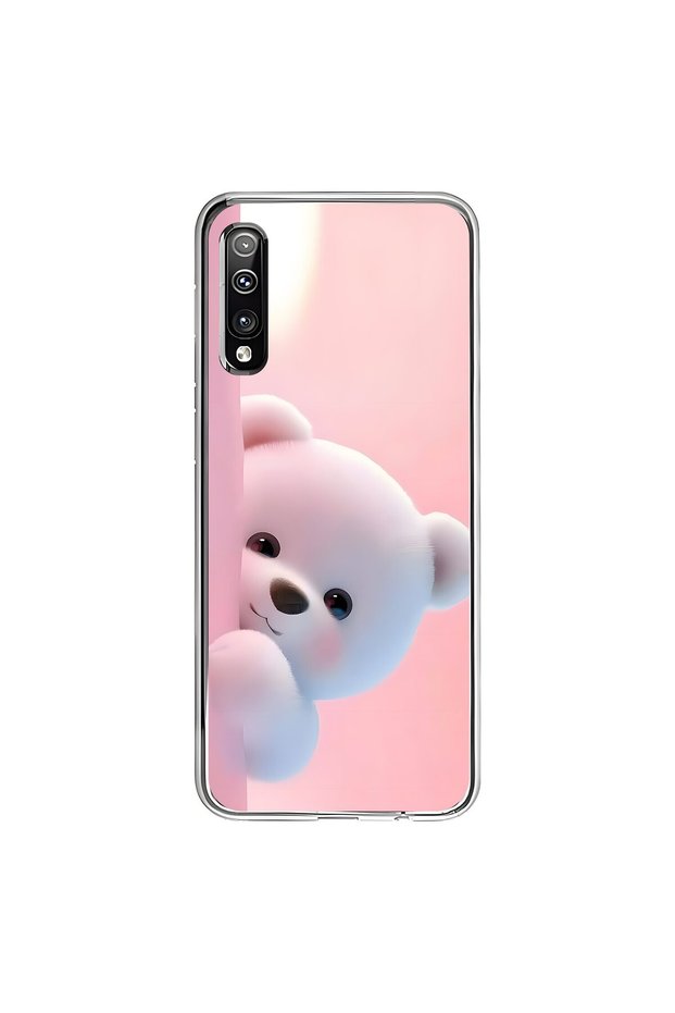 Samsung Galaxy A50 Compatible Transparent Case 1 with Plush Teddy Bear Design