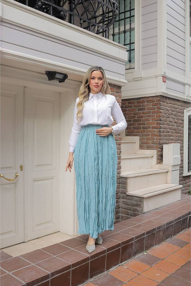 Lastikli Bel S XL Bedene Kadar Uyumlu Standart Beden Maxi Boy Kraş Etek - 5