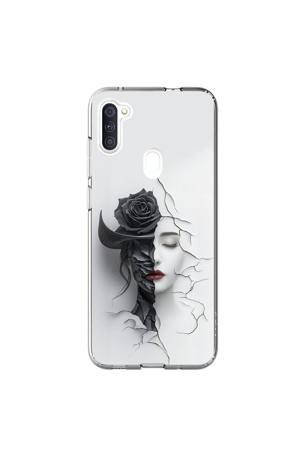 Samsung Galaxy A11 Compatible Transparent Case with Aesthetic Face 4 Design