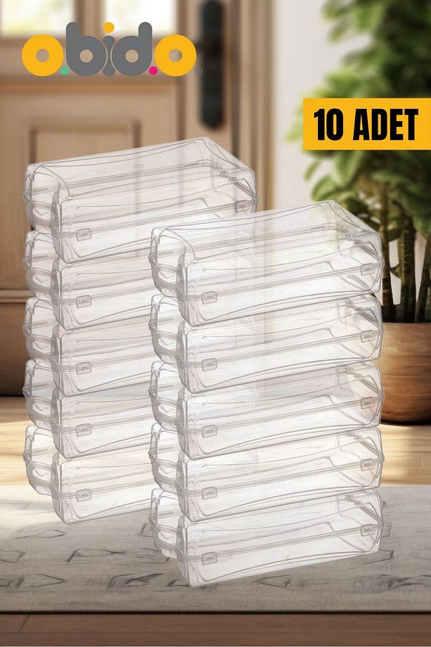 ( 10 Adet ) Ayakkabı Kutusu Şeffaf Ayakkabı Saklama ve Seyahat Kutusu Düzenleyici Organizer - 3