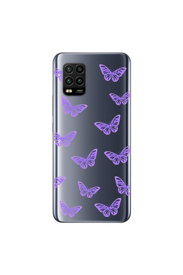 Xiaomi Mi 10 Lite Compatible Transparent Case with Butterfly 4 Design