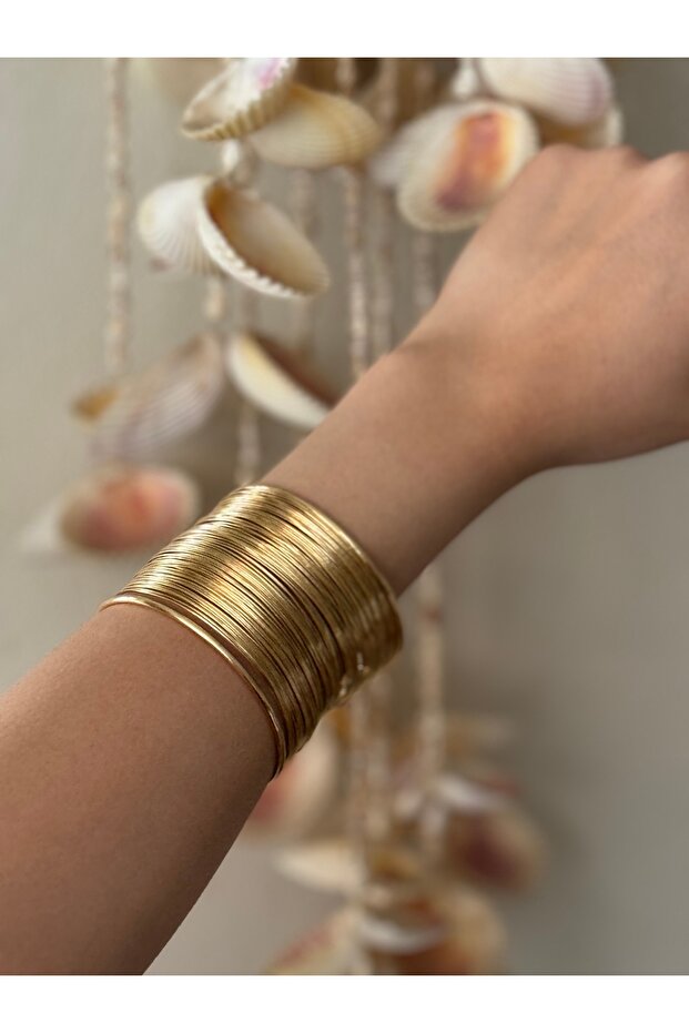 Gold Çok Telli Kelepçe Bilezik - 2