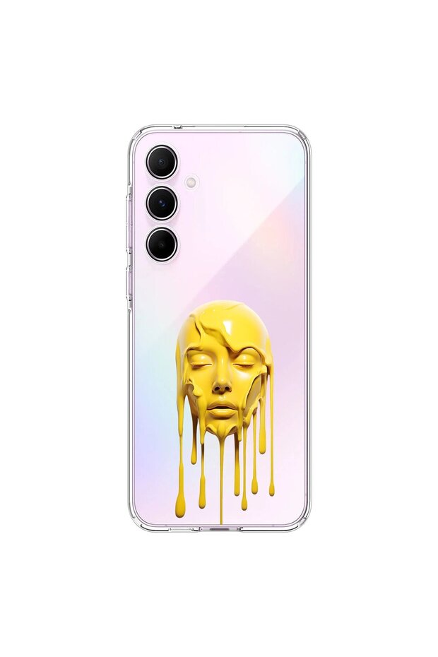 Samsung Galaxy A55 Compatible Transparent Case with Aesthetic Face 6 Design
