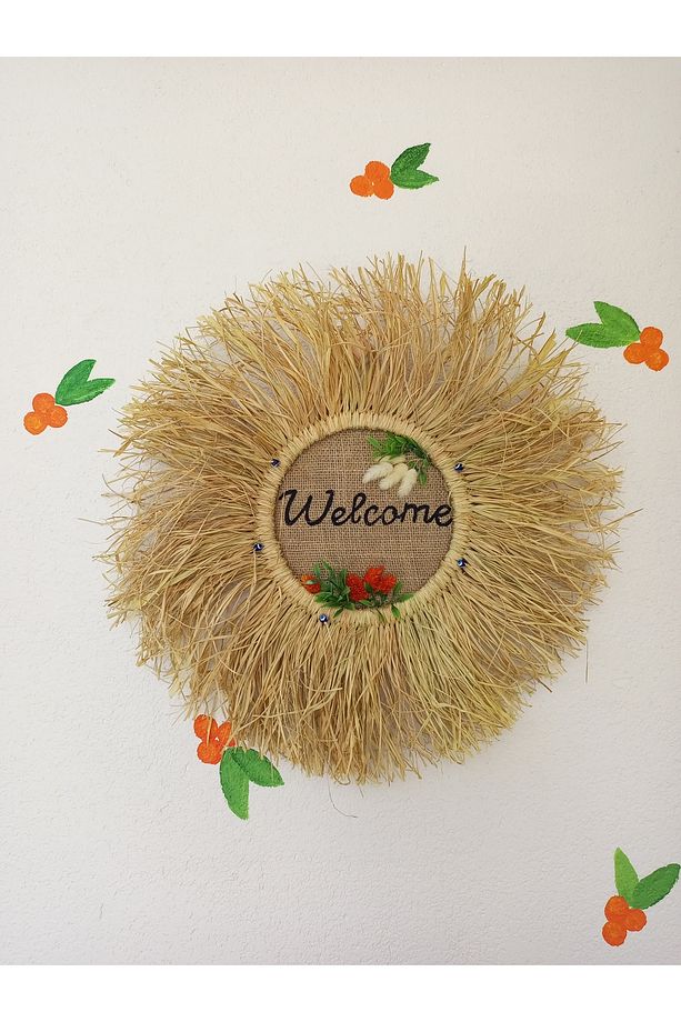 Welcome Kapı Süsü / Duvar Süsü Rafya Bohem - 1