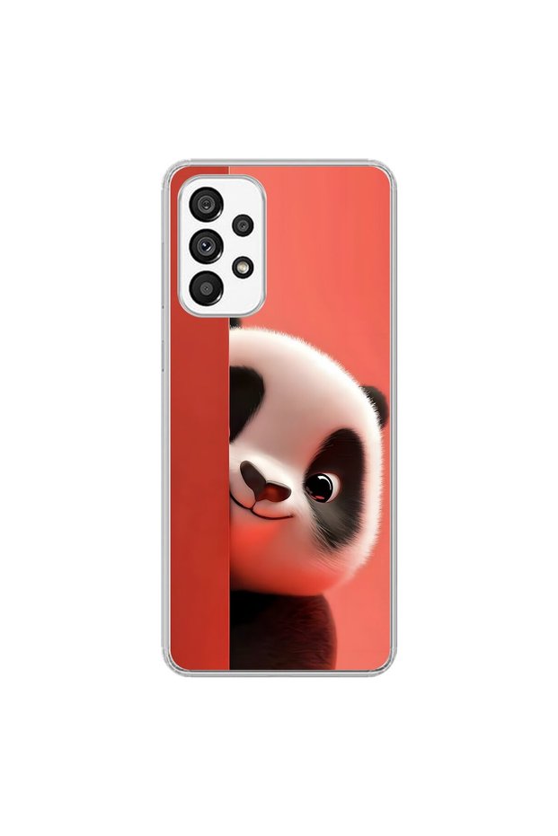 Samsung Galaxy A73 Compatible Transparent Case 4 with Plush Panda Design