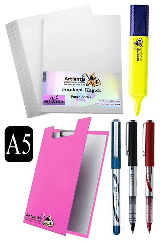 Covered Secretaryship A5 Pilot Pen 3 Colors A5 White Copier Paper 50 Pieces Highlighter Pen Yellow Office