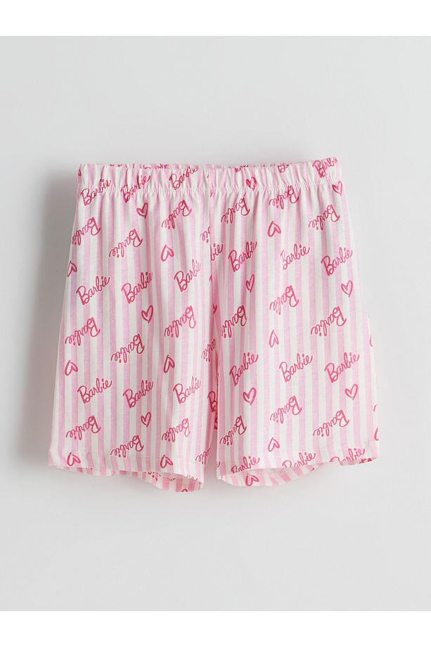 Gömlek Yaka Barbie Desenli Kız Çocuk Şortlu Pijama Takımı - 5