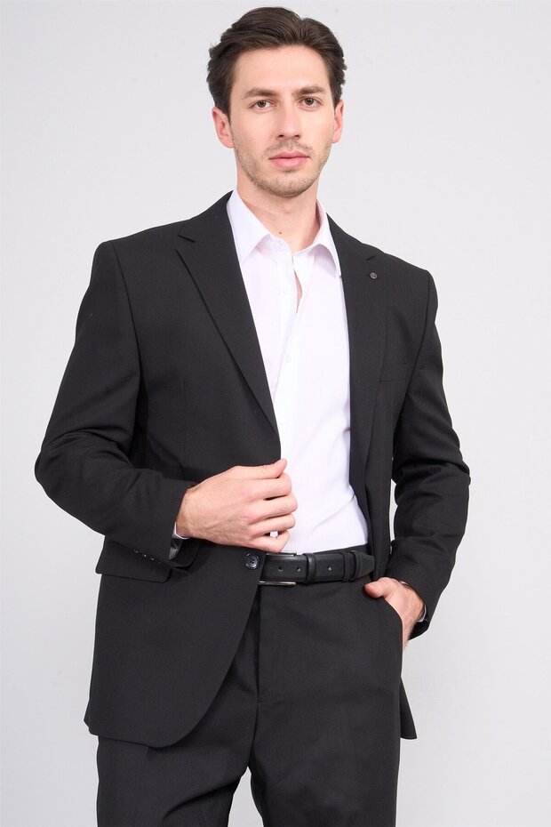 Kagi Black Men's Cotton Polyester Higuang 4 Drop Classic Suit