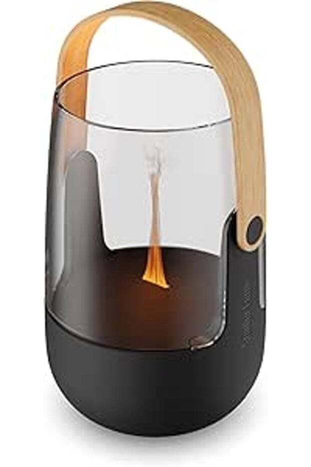Swiss Design Stadler Form Sophie Aroma Diffuser & Lantern: Bamboo Handle, 11H Battery, Flame Effect,